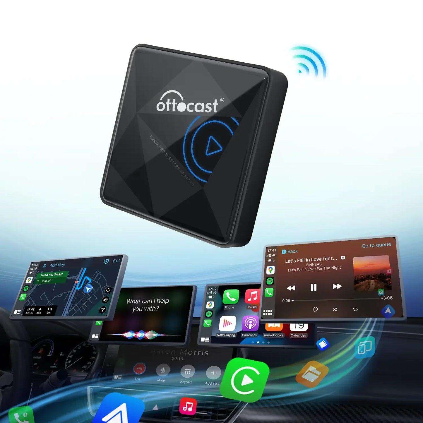 OTTOCAST U2 Air PRO Wired To Wireless CarPlay Adapter USB Dongle Smart Ai Box Car Accessories for VW Nissan Ford Volvo Kia Benz