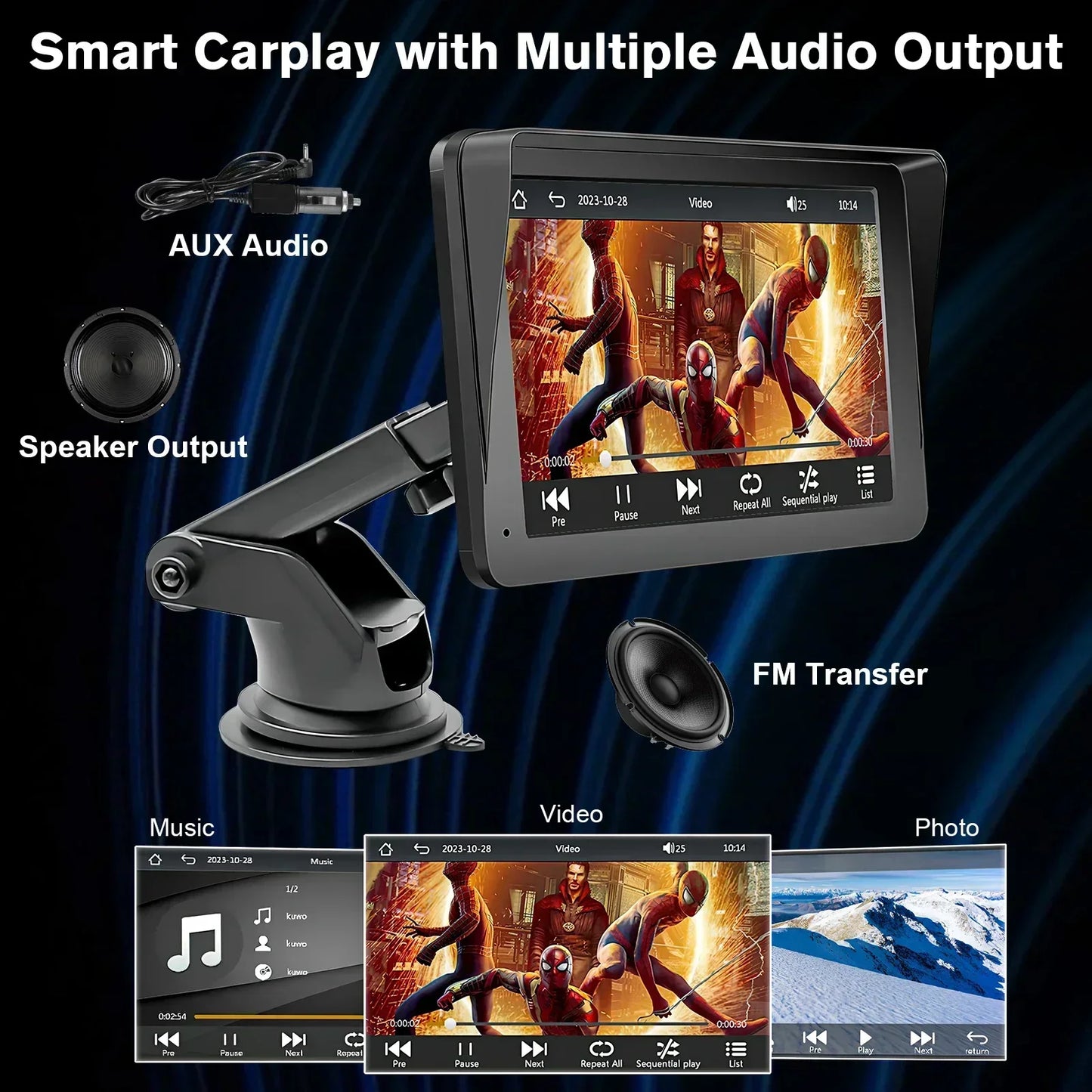 Car Navigation Monitor Wireless 5.0 Portable Navigation GPS Upgrade interactive Screen for iPhone Android Multiple Audio Output