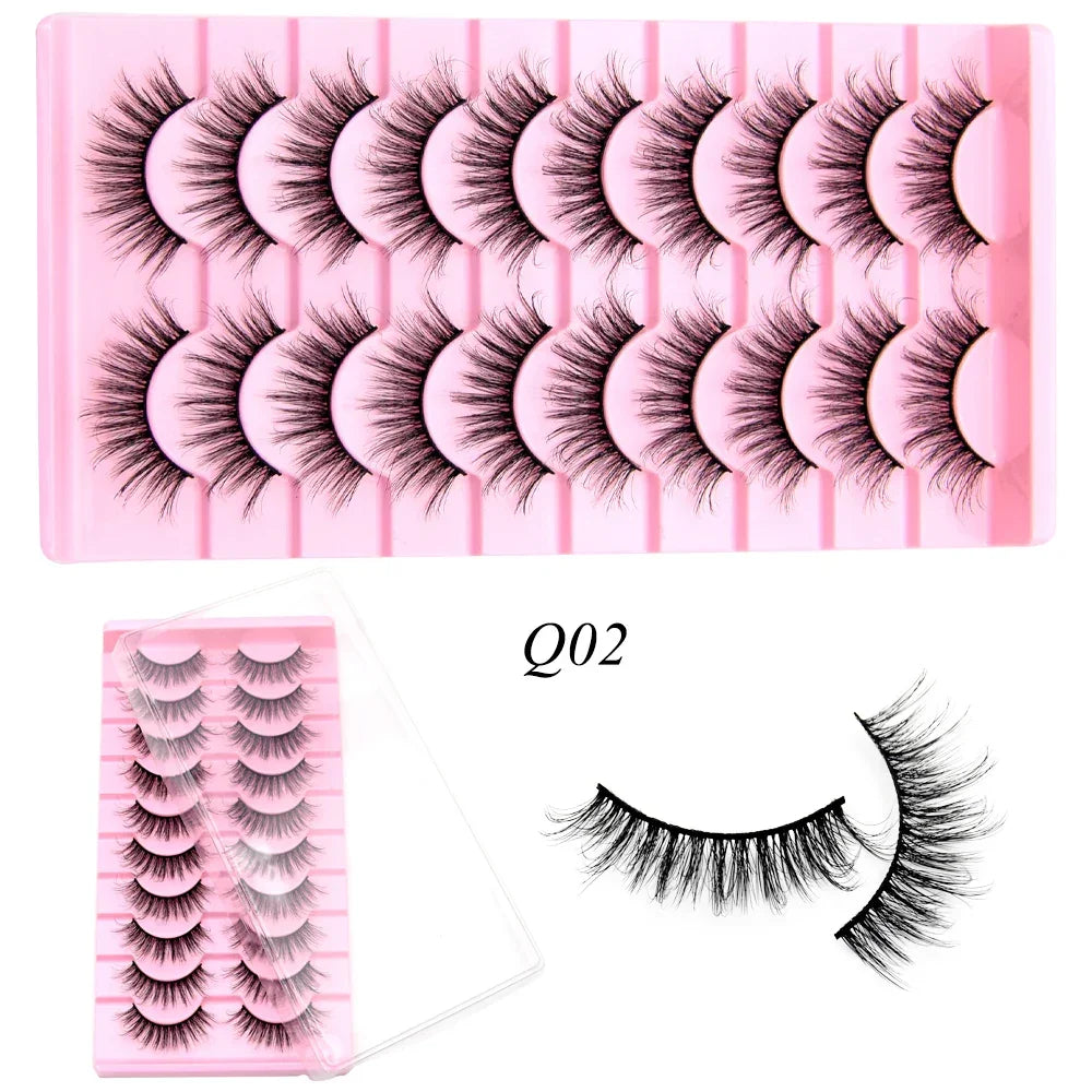 Visofree 10 Pairs Mink Lashes Make Up Faux Mink Lashes Hand Made Eyelashes Eyelashes Reusable False Eyelash Crisscross Fake Q01