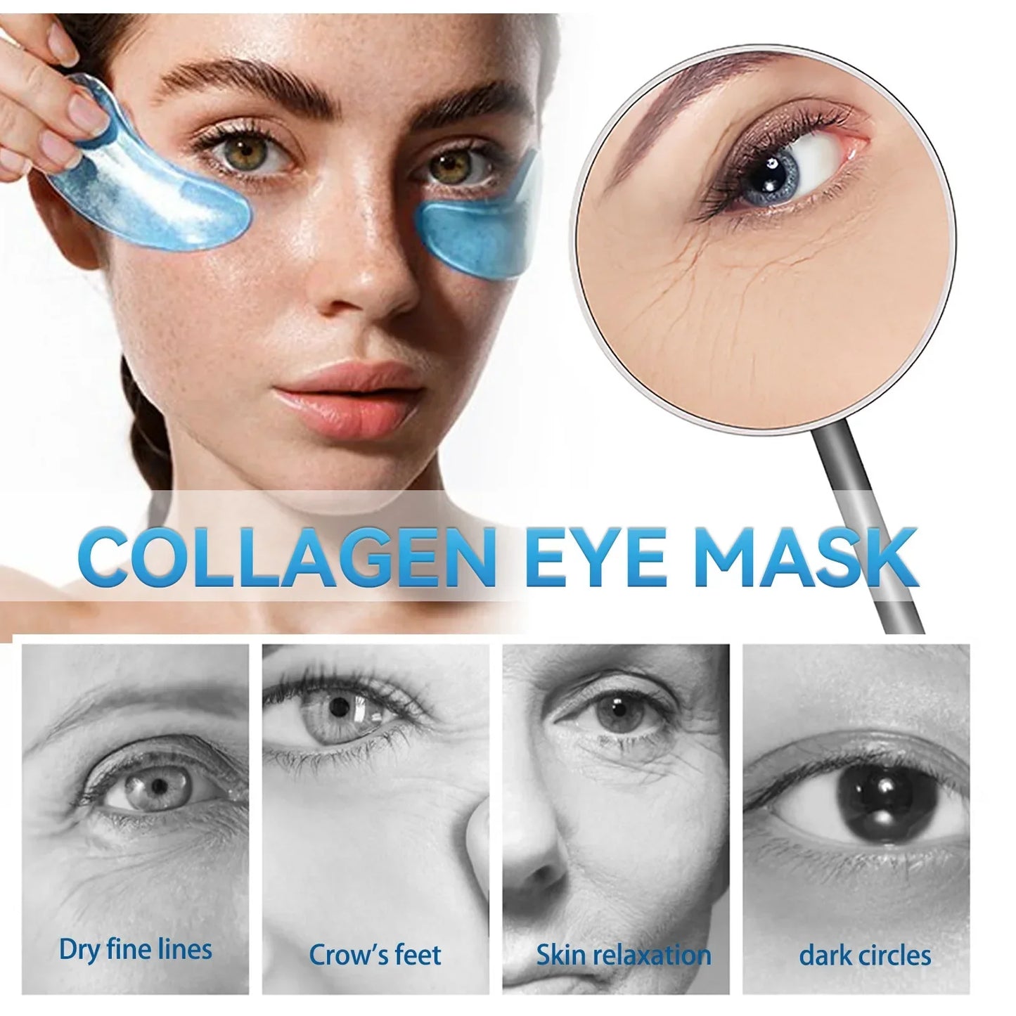 EELHOE Collagen Eye Mask Lightens Fine Lines and Dark Circles Hydrates, Moisturizes, Firms and Lifts Crystal Eye Masks