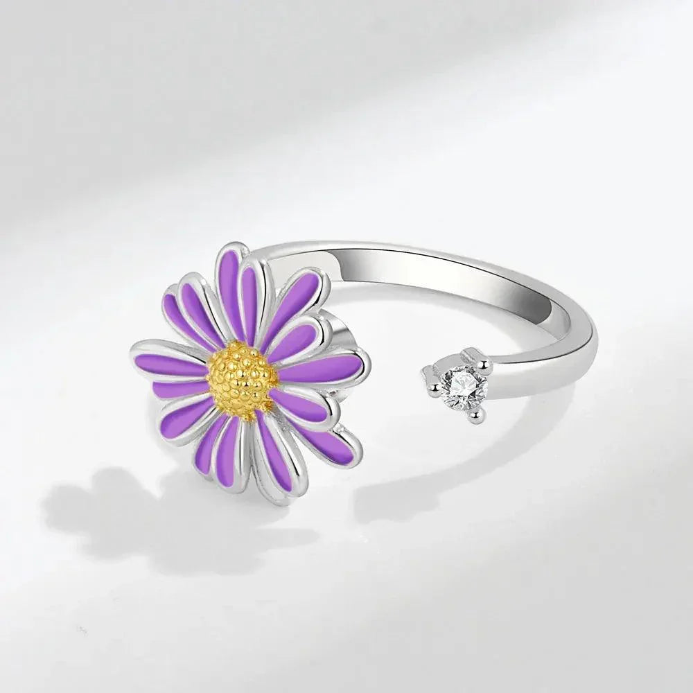 SMJEL Fidget Spinner Ring Anxiety for Women Multiple Crystal Flower Eye Butterfly Animal Ring Rotate Anti Stress Wedding Jewerly - JZ collection