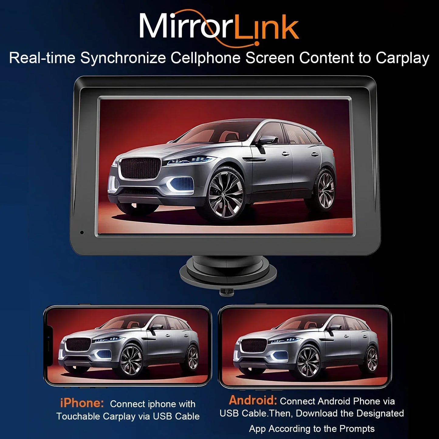 Car Navigation Monitor Wireless 5.0 Portable Navigation GPS Upgrade interactive Screen for iPhone Android Multiple Audio Output