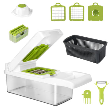 1Set 12 In 1 Vegetable Chopper With Container Kitchen Food Slicer