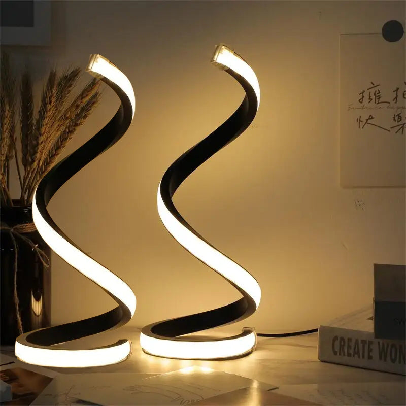 2Pcs Creative Spiral Three-Color Adjustable LED Desk Lamp