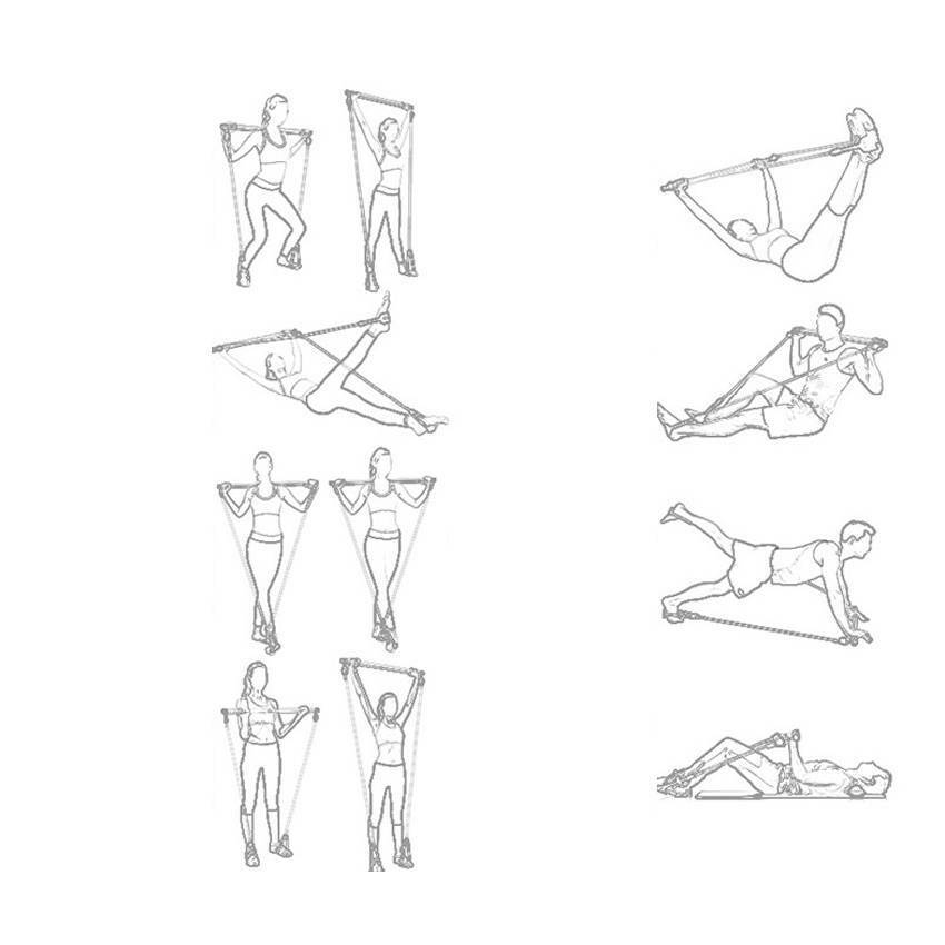 Pilates Stick Home Fitness Exercise For Women Foot Pedal Resistance Band