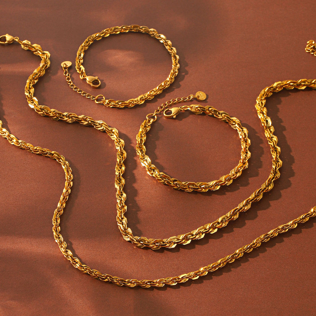 18k Gold Stainless Steel Chunky Cable-Chain Non-Fading Titanium Steel Necklace