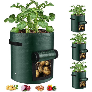 6 Pack Potato Grow Bags, Heavy Duty PE Fabric Pots With Flap And Handles