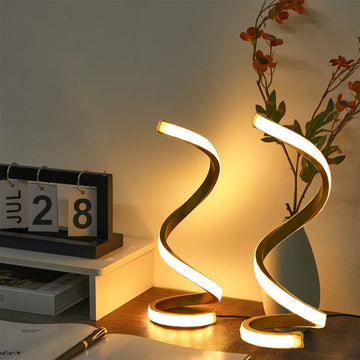 2Pcs Creative Spiral Three-Color Adjustable LED Desk Lamp