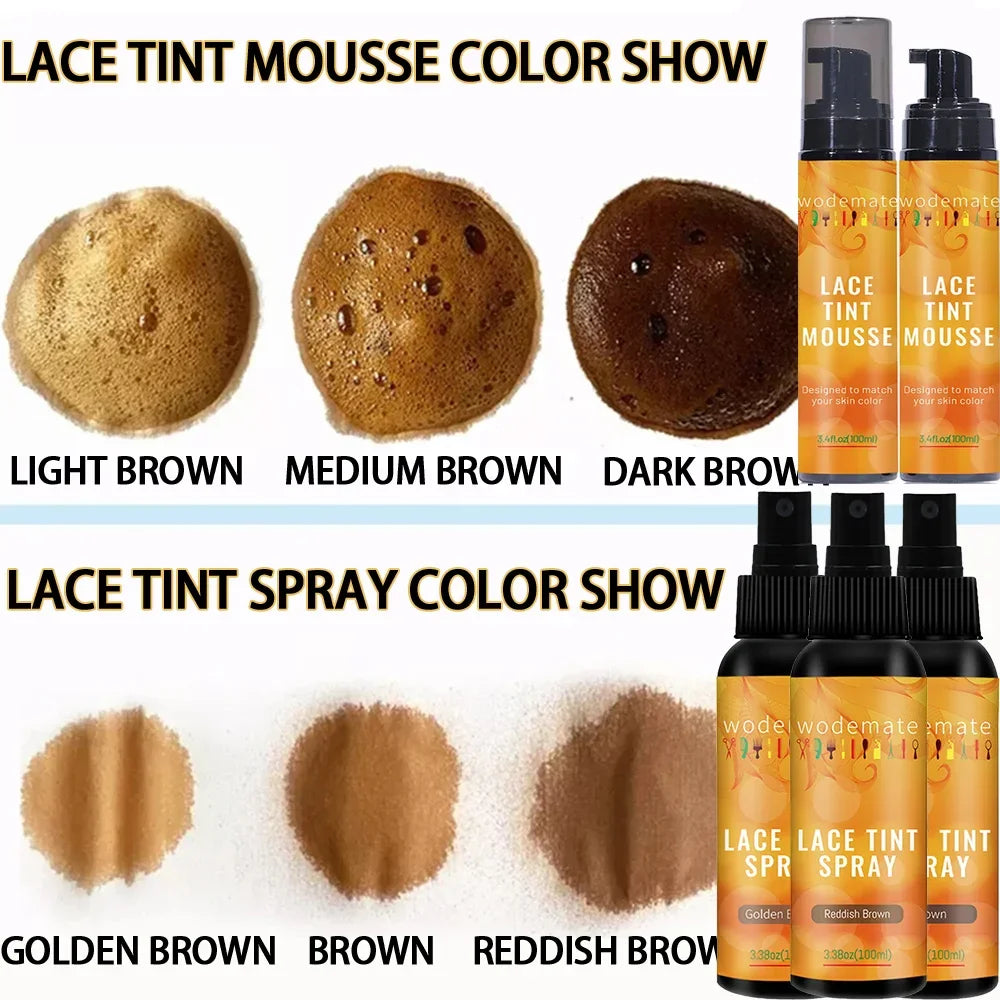 Lace Tint Mousse Easy Tinting Lace Tint Spray For Wigs Quick-Drying and Safe and Convenient Dyed Mousse Foam Sweat Resistant