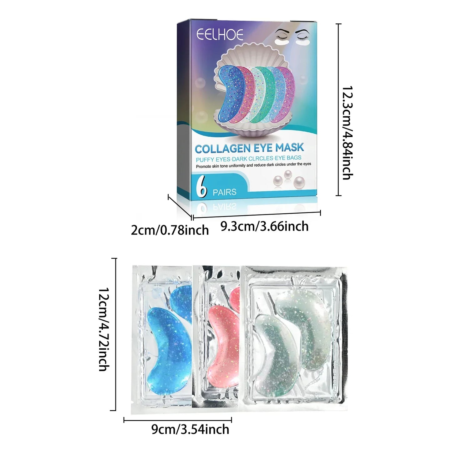 EELHOE Collagen Eye Mask Lightens Fine Lines and Dark Circles Hydrates, Moisturizes, Firms and Lifts Crystal Eye Masks