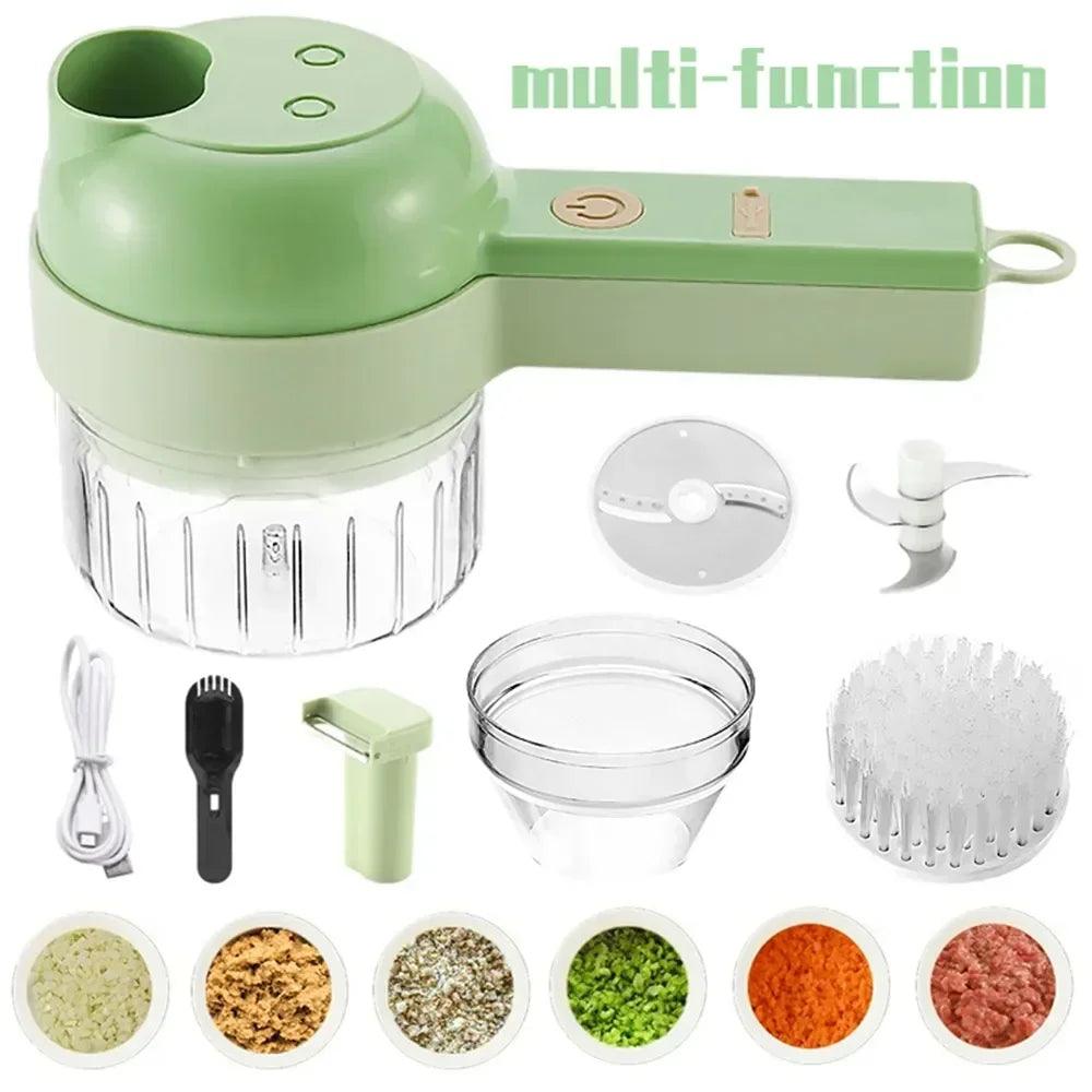 Multifunctional 4 In1 Electric Vegetable Cutter Slicer Garlic Mud Masher Garlic Chopper Cutting Pressing Mixer Food Slice - JZ collection