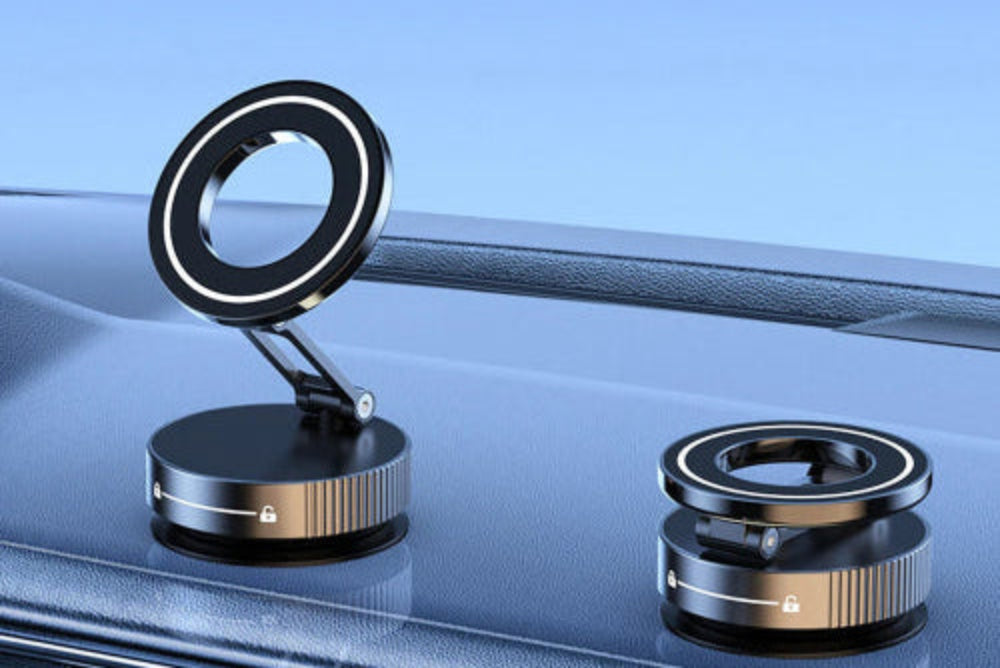 Electric Vacuum Magnetic Car Phone Mount – Foldable Strong Suction Phone Holder Stand