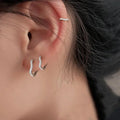 Stainless Steel Minimal Wave Hoop Earrings Crystal Zirconia Small Huggie Thin Cartilage Earring Piercing Jewelry 2023 New - JZ collection
