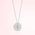 Heart Shaped Four Leaf Clover Pendant Necklace Silver Gold Jewelry Zircon Women Love Clavicle Chain Gifts Openable ChokerJewelry - JZ collection