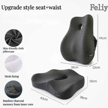 Memory Foam Office Chair Cushion Car Seat Support Waist Pillow Massage Lumbar Orthopedic Pillow Buttock Coccyx Cushion Back Pads - JZ collection