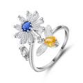 SMJEL Fidget Spinner Ring Anxiety for Women Multiple Crystal Flower Eye Butterfly Animal Ring Rotate Anti Stress Wedding Jewerly - JZ collection