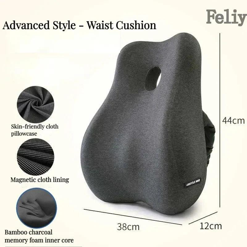 Memory Foam Office Chair Cushion Car Seat Support Waist Pillow Massage Lumbar Orthopedic Pillow Buttock Coccyx Cushion Back Pads - JZ collection