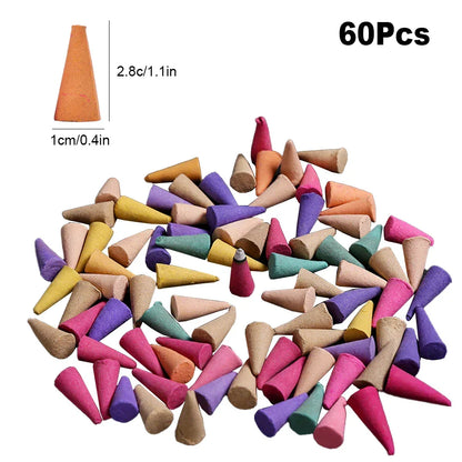 NEW Head Incense Burner Black Women Face Resin Incense Holder With 60Pcs Incense Cones for Bedroom Office Home