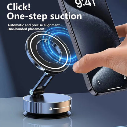 Electric Vacuum Magnetic Car Phone Mount – Foldable Strong Suction Phone Holder Stand