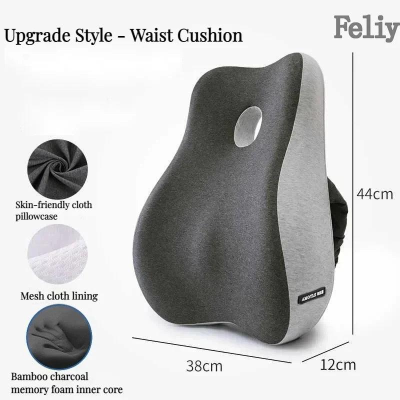 Memory Foam Office Chair Cushion Car Seat Support Waist Pillow Massage Lumbar Orthopedic Pillow Buttock Coccyx Cushion Back Pads - JZ collection