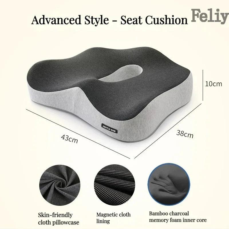 Memory Foam Office Chair Cushion Car Seat Support Waist Pillow Massage Lumbar Orthopedic Pillow Buttock Coccyx Cushion Back Pads - JZ collection