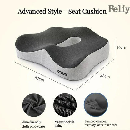 Memory Foam Office Chair Cushion Car Seat Support Waist Pillow Massage Lumbar Orthopedic Pillow Buttock Coccyx Cushion Back Pads - JZ collection