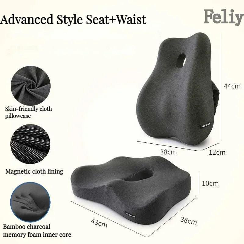 Memory Foam Office Chair Cushion Car Seat Support Waist Pillow Massage Lumbar Orthopedic Pillow Buttock Coccyx Cushion Back Pads - JZ collection