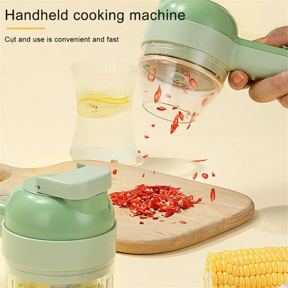 Multifunctional 4 In1 Electric Vegetable Cutter Slicer Garlic Mud Masher Garlic Chopper Cutting Pressing Mixer Food Slice - JZ collection