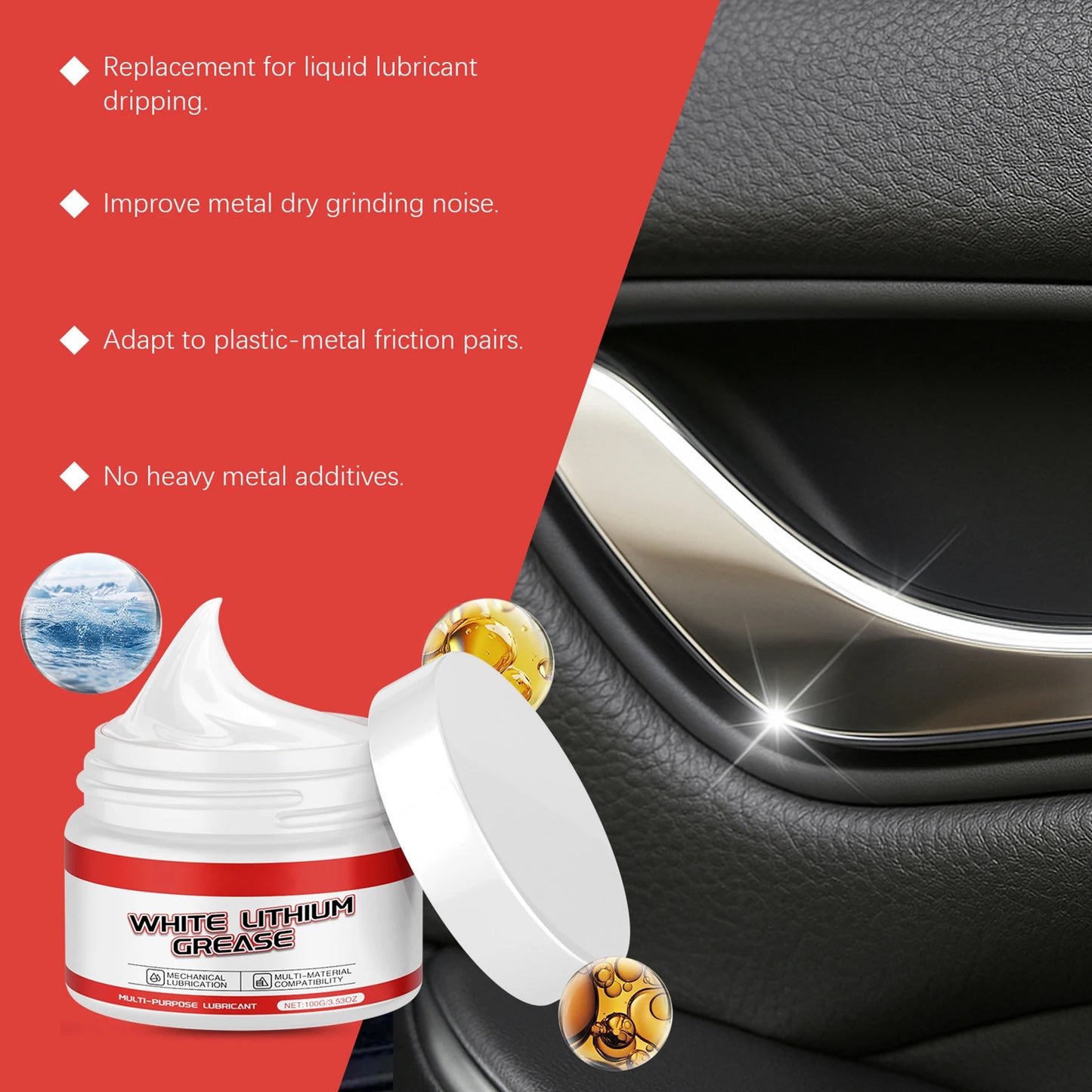 Multi-Purpose Automotive Lubricant Prevents Rust & Noise Hinge Lubricant for Car Doors Trunks & Window Tracks