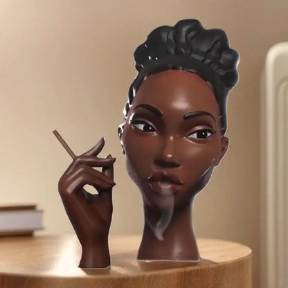 NEW Head Incense Burner Black Women Face Resin Incense Holder With 60Pcs Incense Cones for Bedroom Office Home