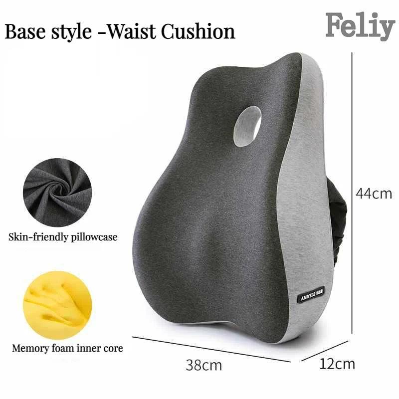 Memory Foam Office Chair Cushion Car Seat Support Waist Pillow Massage Lumbar Orthopedic Pillow Buttock Coccyx Cushion Back Pads - JZ collection