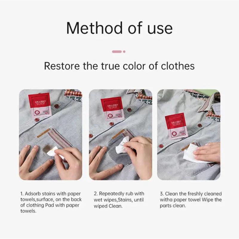 20pcs/Bag Clothes Stain Removal Wet Wipes No Washing Cleaning Wipe Individual Wrapped Wipes Jacket Dirt Oil Removal Wet Wipes - JZ collection