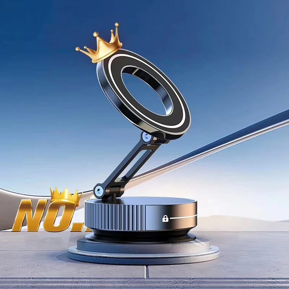 Electric Vacuum Magnetic Car Phone Mount – Foldable Strong Suction Phone Holder Stand