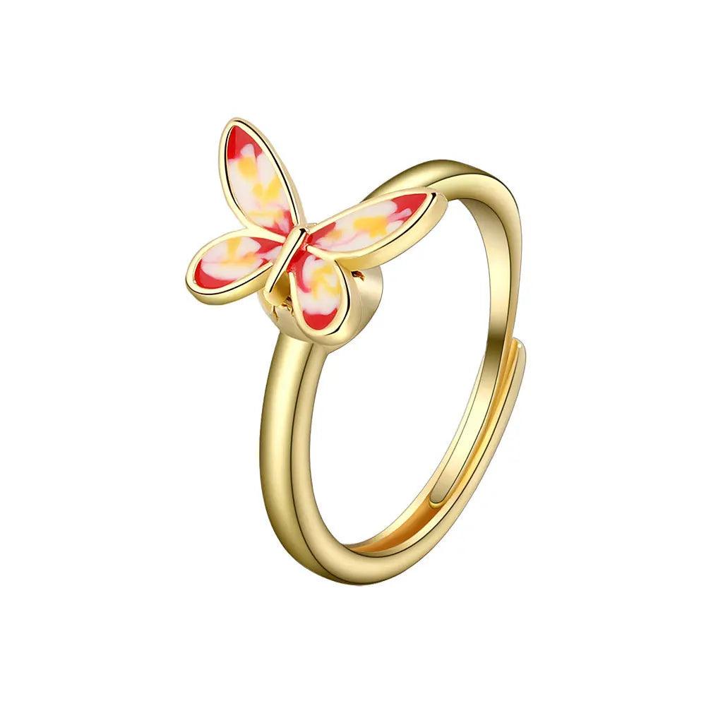 SMJEL Fidget Spinner Ring Anxiety for Women Multiple Crystal Flower Eye Butterfly Animal Ring Rotate Anti Stress Wedding Jewerly - JZ collection