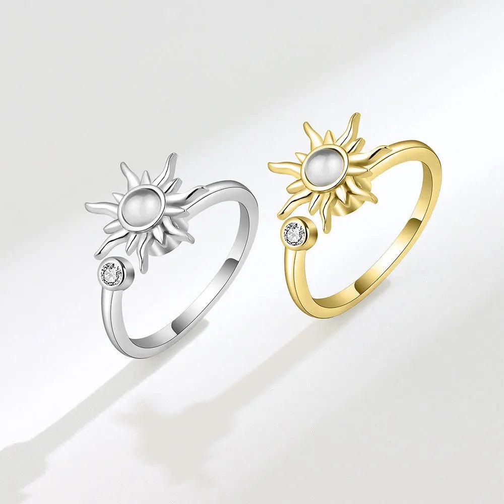 SMJEL Fidget Spinner Ring Anxiety for Women Multiple Crystal Flower Eye Butterfly Animal Ring Rotate Anti Stress Wedding Jewerly - JZ collection