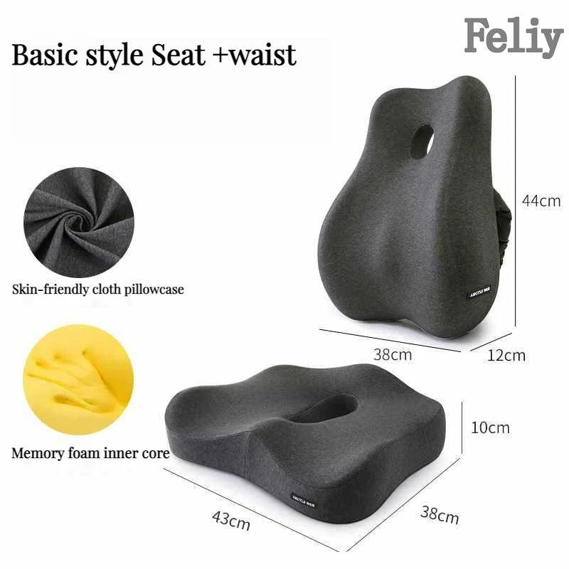 Memory Foam Office Chair Cushion Car Seat Support Waist Pillow Massage Lumbar Orthopedic Pillow Buttock Coccyx Cushion Back Pads - JZ collection