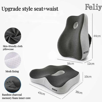 Memory Foam Office Chair Cushion Car Seat Support Waist Pillow Massage Lumbar Orthopedic Pillow Buttock Coccyx Cushion Back Pads - JZ collection