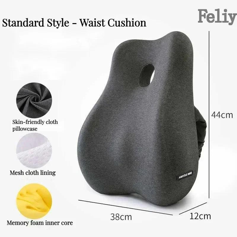 Memory Foam Office Chair Cushion Car Seat Support Waist Pillow Massage Lumbar Orthopedic Pillow Buttock Coccyx Cushion Back Pads - JZ collection