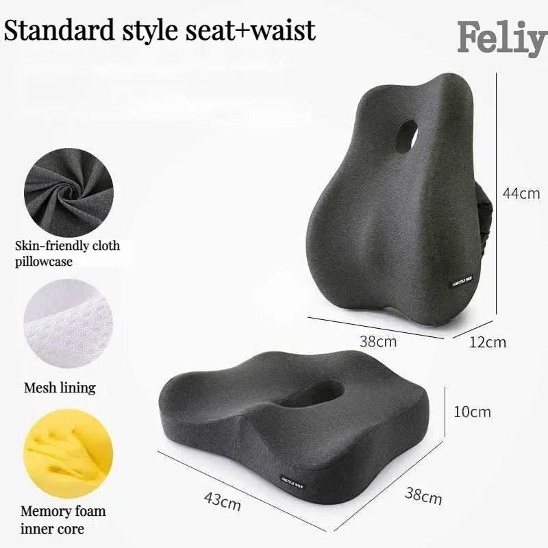 Memory Foam Office Chair Cushion Car Seat Support Waist Pillow Massage Lumbar Orthopedic Pillow Buttock Coccyx Cushion Back Pads - JZ collection