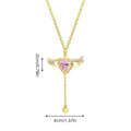 Angel Wings Necklace | Pink Heart Angel Wings Cross Necklace | Titanium Steel Moving Angel Wings Pendant Heart Crystal Necklace - JZ collection