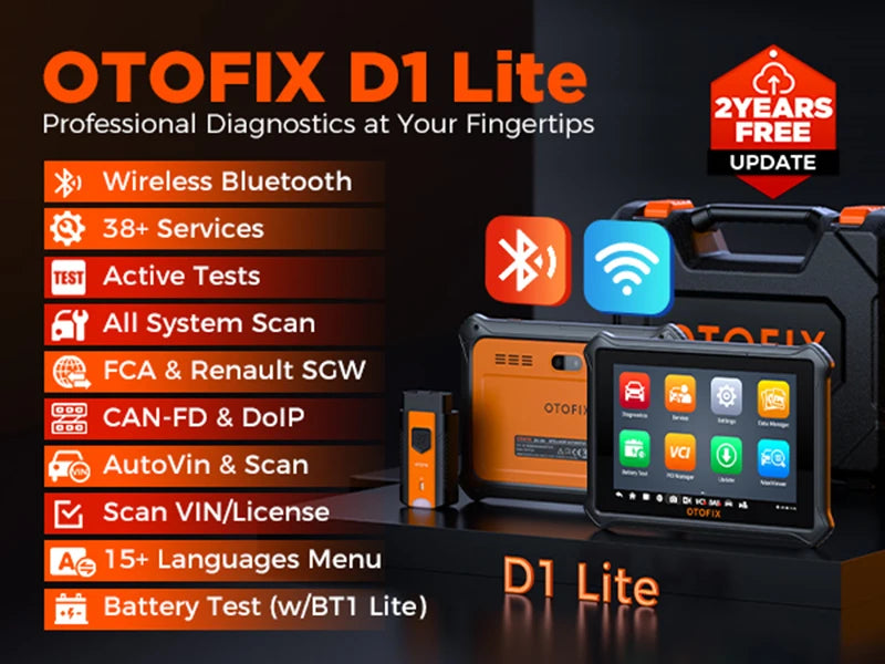 OTOFIX D1 LITE OBD2 Scanner Car Diagnostic Tool Bluetooth Wireless Bi-Directional Control OBD Automotive Scan Tool Active Test