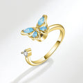 SMJEL Fidget Spinner Ring Anxiety for Women Multiple Crystal Flower Eye Butterfly Animal Ring Rotate Anti Stress Wedding Jewerly - JZ collection
