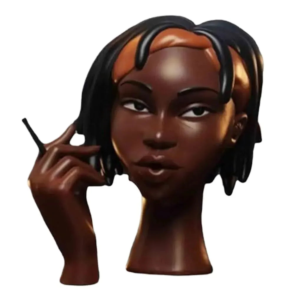 NEW Head Incense Burner Black Women Face Resin Incense Holder With 60Pcs Incense Cones for Bedroom Office Home