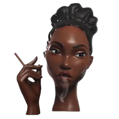NEW Head Incense Burner Black Women Face Resin Incense Holder With 60Pcs Incense Cones for Bedroom Office Home