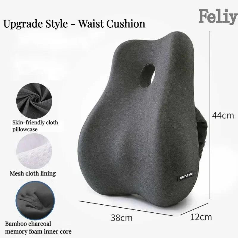 Memory Foam Office Chair Cushion Car Seat Support Waist Pillow Massage Lumbar Orthopedic Pillow Buttock Coccyx Cushion Back Pads - JZ collection