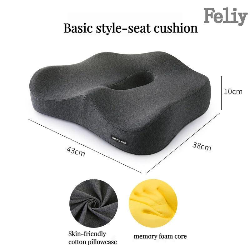 Memory Foam Office Chair Cushion Car Seat Support Waist Pillow Massage Lumbar Orthopedic Pillow Buttock Coccyx Cushion Back Pads - JZ collection