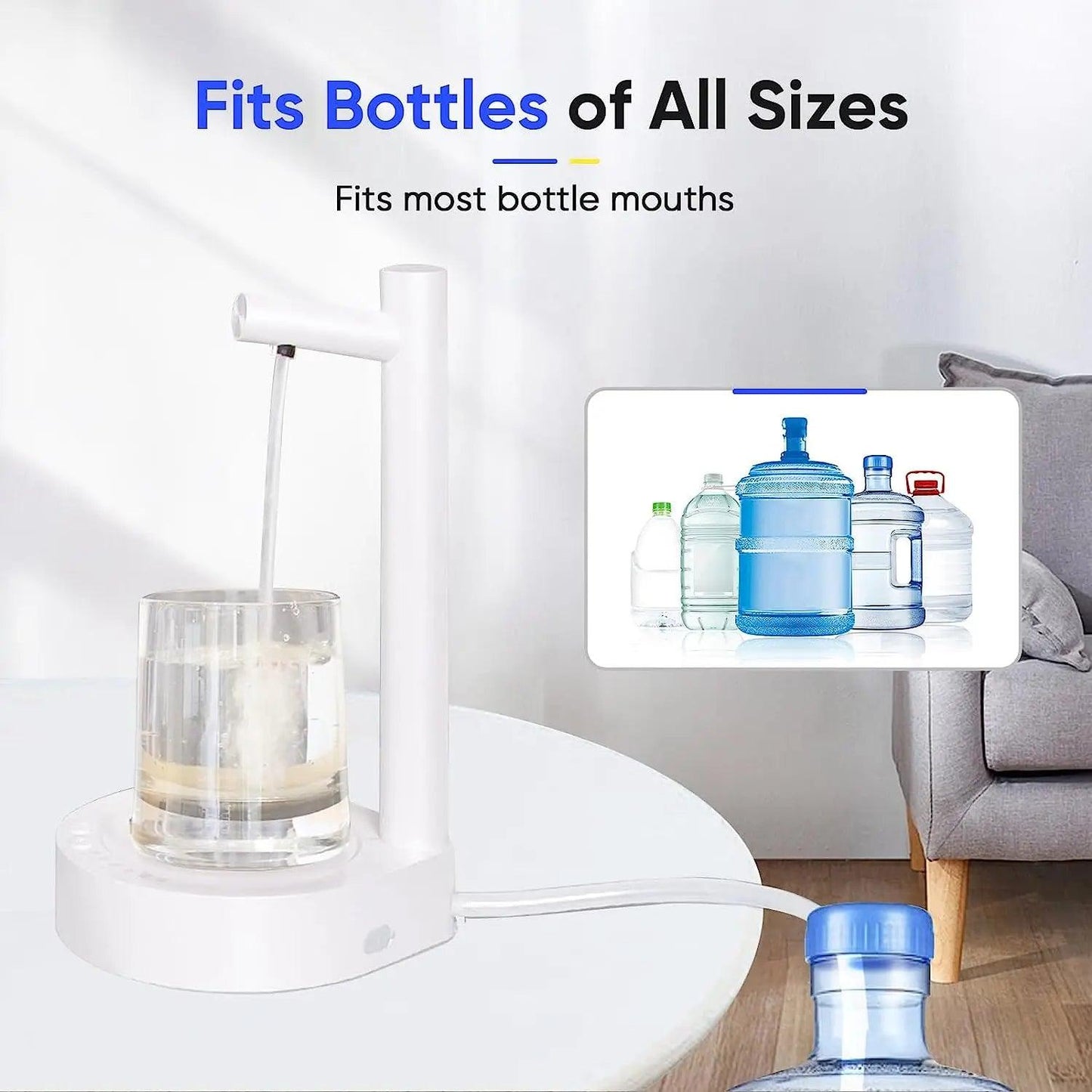 Desktop Water Bottle Dispenser Automatic Smart Electric Water Dispensers for 5 Gallon & Universal Bottles USB Charging 7 Levels - JZ collection