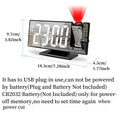 180° Arm Projection Alarm Clock Time Temperature USB Plug-in Digital Alarm Clock Snooze Table Clock 12/24H Projector LED Clock - JZ collection