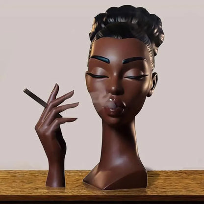 NEW Head Incense Burner Black Women Face Resin Incense Holder With 60Pcs Incense Cones for Bedroom Office Home