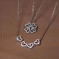 Heart Shaped Four Leaf Clover Pendant Necklace Silver Gold Jewelry Zircon Women Love Clavicle Chain Gifts Openable ChokerJewelry - JZ collection